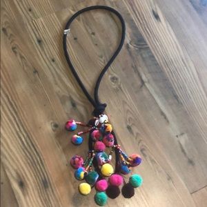 Anthro Raga Pom Pom  Beaded Boho Necklace